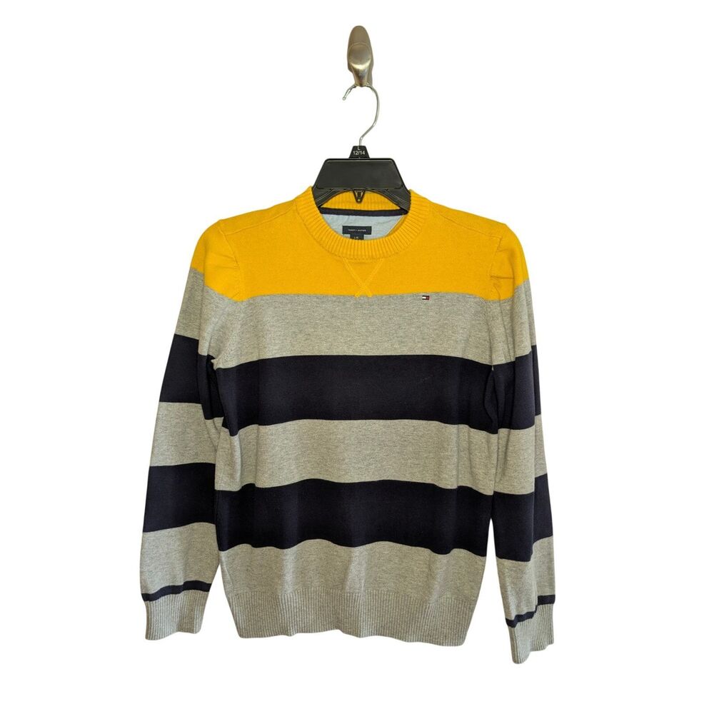 Tommy Hilfiger Girls Tops, L/S Striped Crewneck Pullover Sweater, L(16/18)